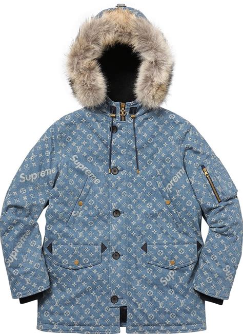 lv supreme parka|supreme x louis vuitton red jacket.